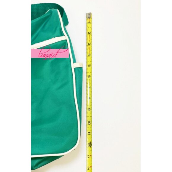 VINTAGE Puma Shoulder Bag Crossbody Green Ivory Bookbag Gym Weekend Zip Tote - Picture 14 of 15